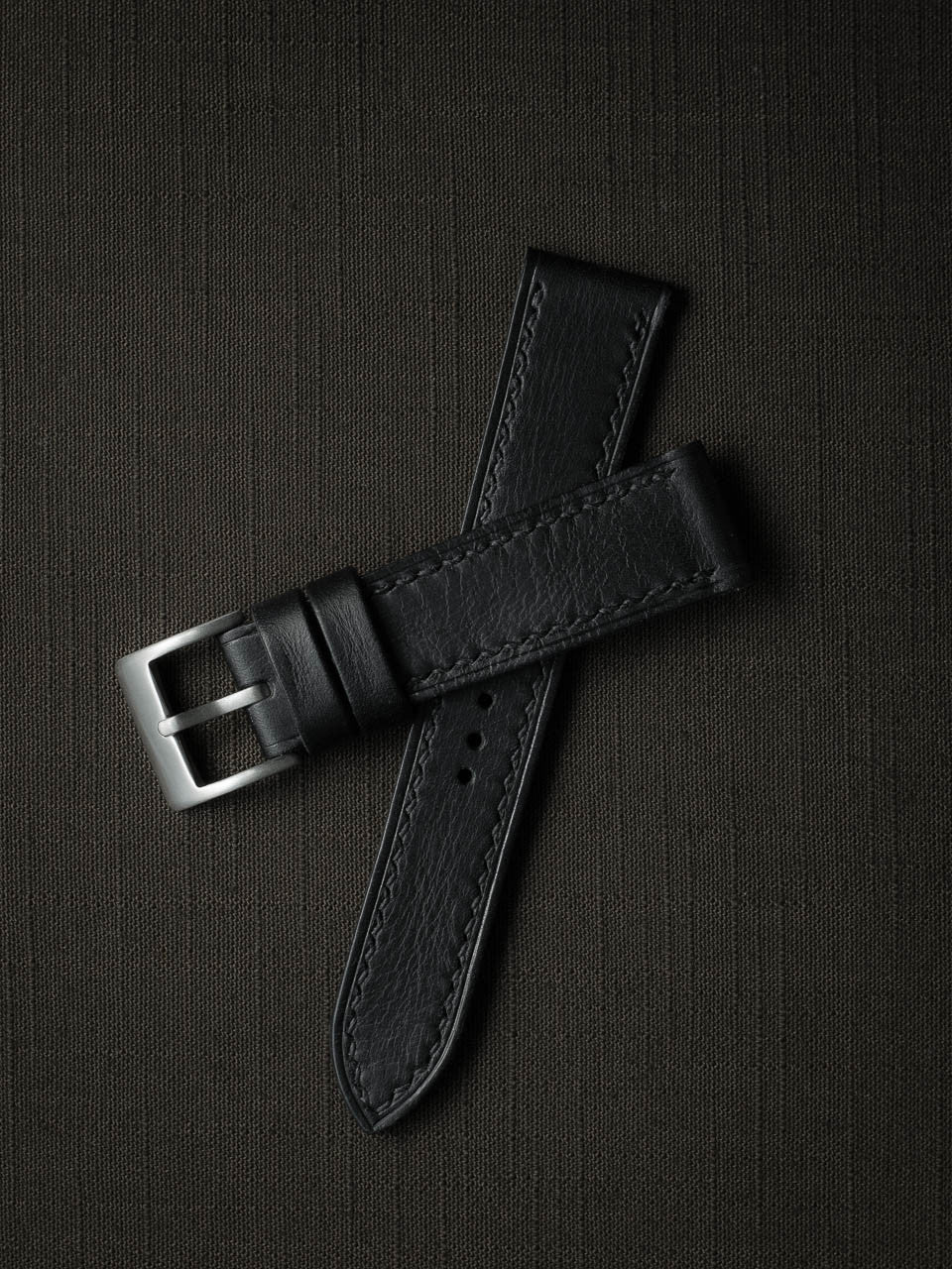 "Amalfi" Sleek Black Leather Watch Strap