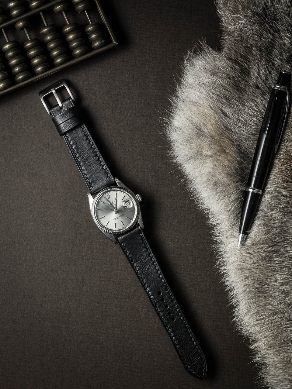 "Amalfi" Sleek Black Leather Watch Strap