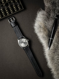 "Amalfi" Sleek Black Leather Watch Strap