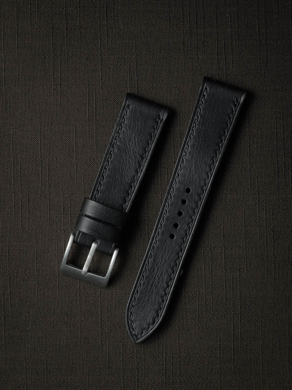 "Amalfi" Sleek Black Leather Watch Strap
