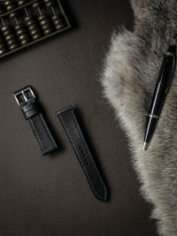 "Amalfi" Sleek Black Leather Watch Strap