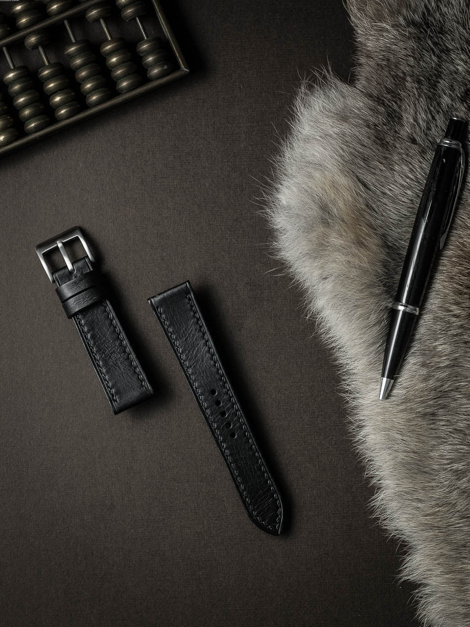 "Amalfi" Sleek Black Leather Watch Strap