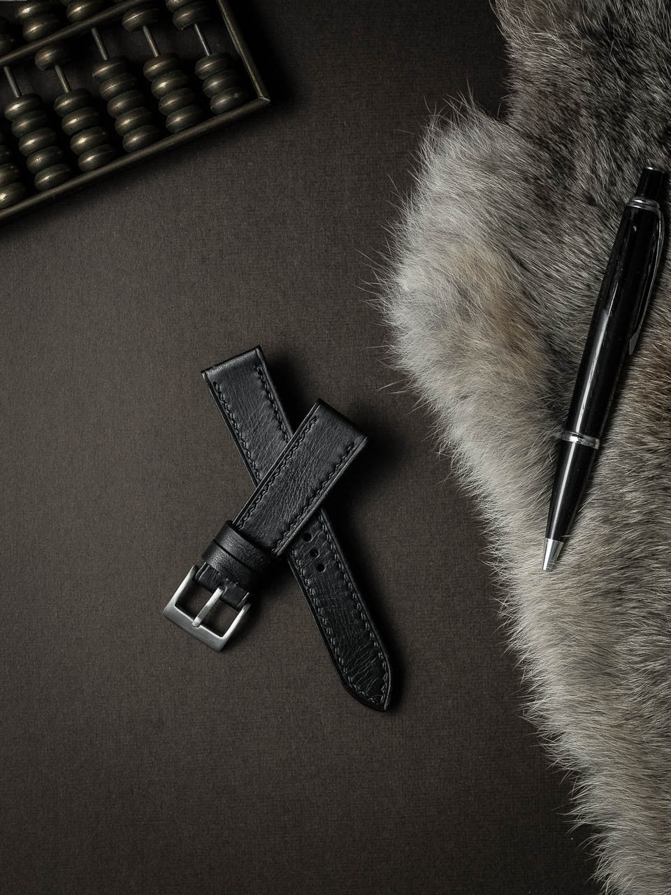 "Amalfi" Sleek Black Leather Watch Strap