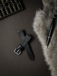 "Amalfi" Sleek Black Leather Watch Strap