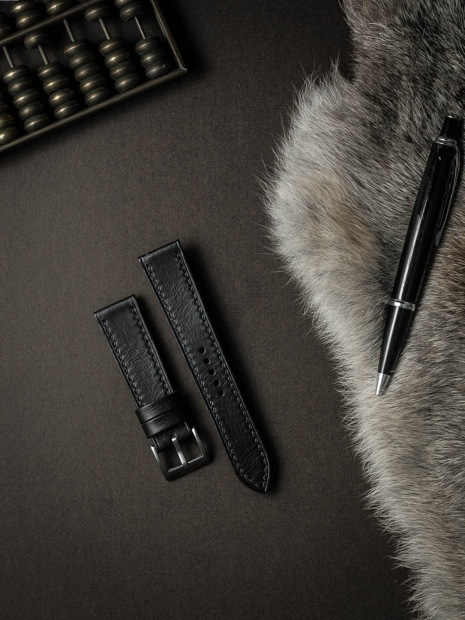 "Amalfi" Sleek Black Leather Watch Strap