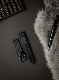 "Amalfi" Sleek Black Leather Watch Strap