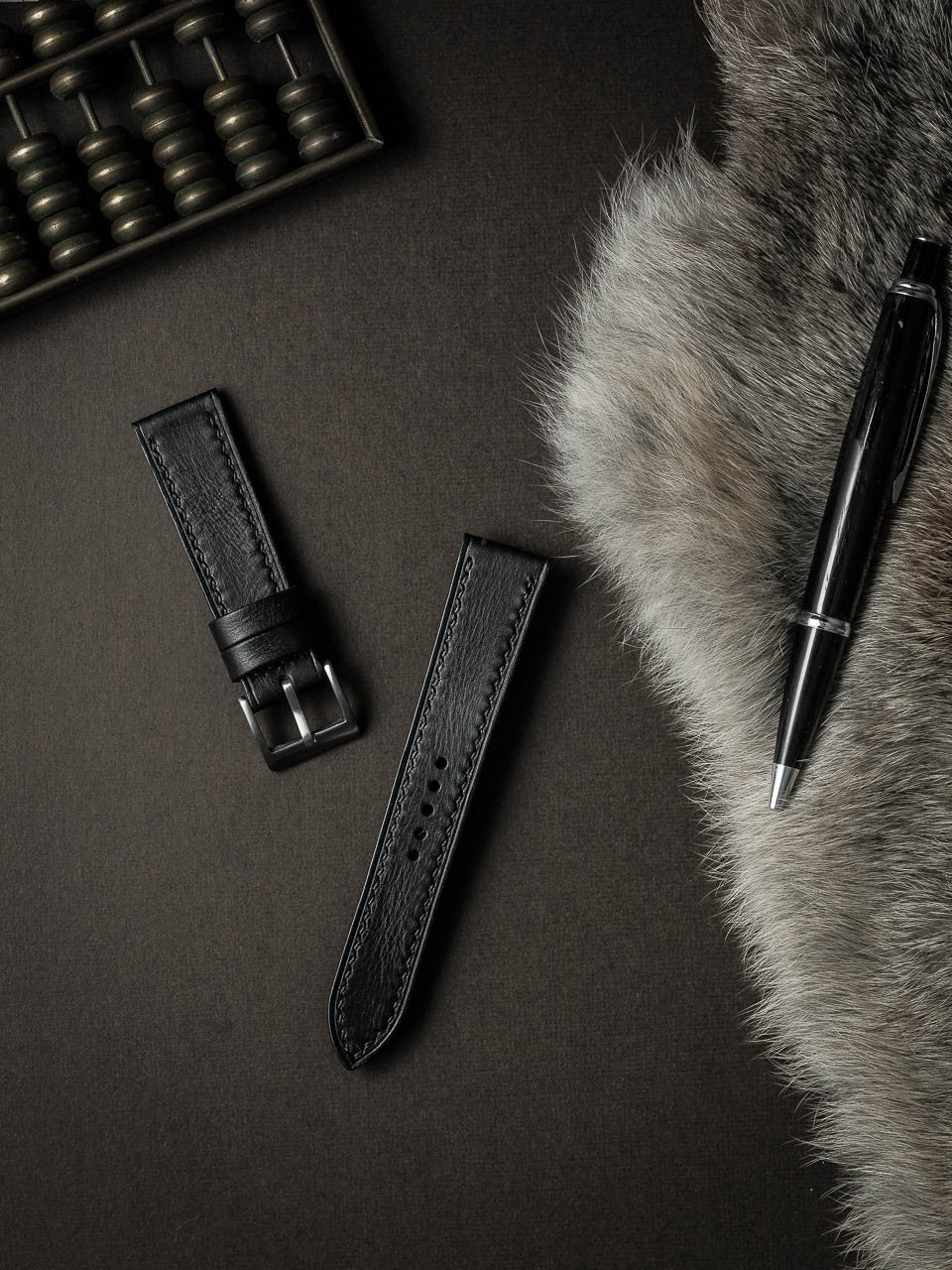 "Amalfi" Sleek Black Leather Watch Strap
