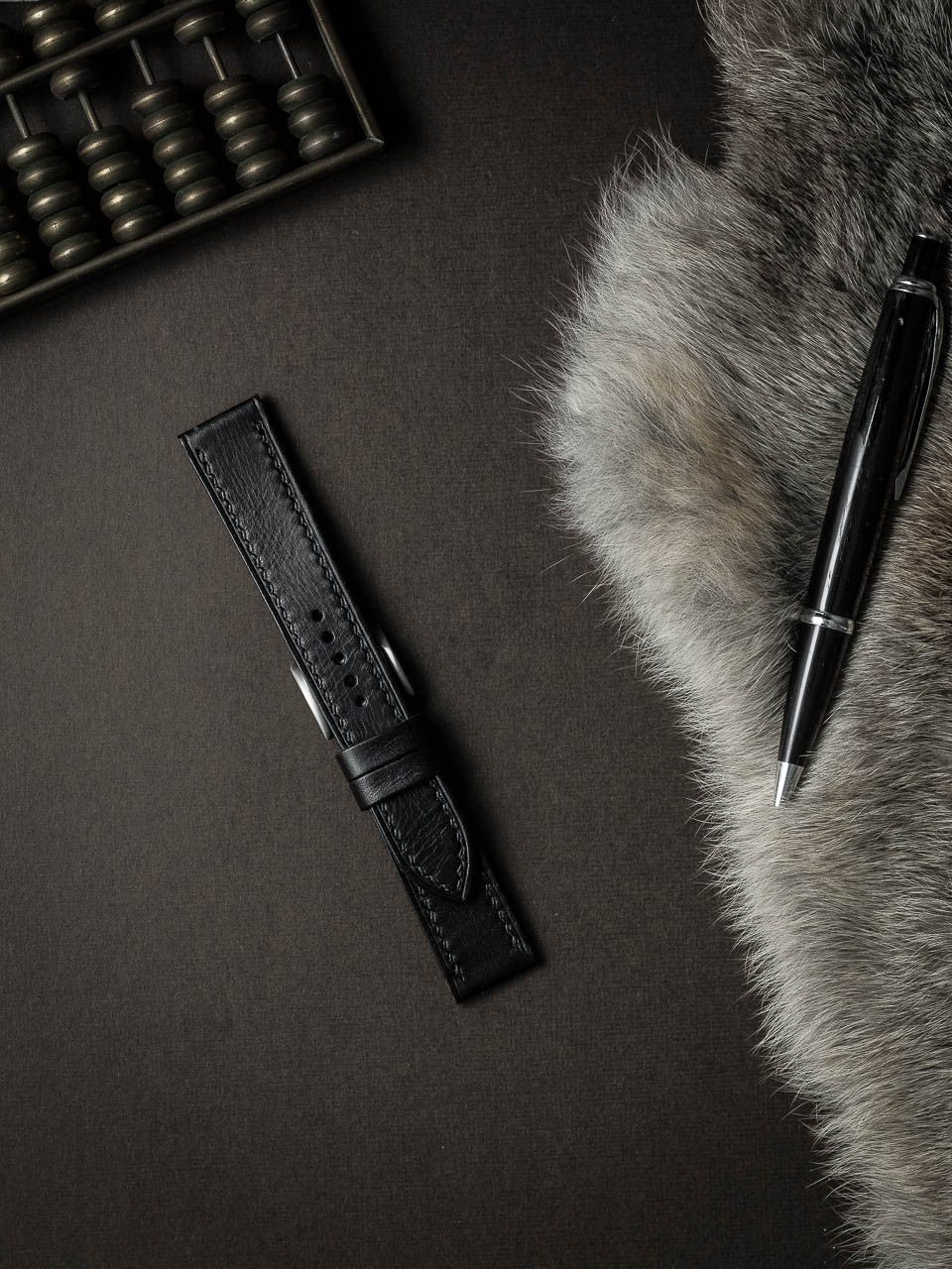 "Amalfi" Sleek Black Leather Watch Strap