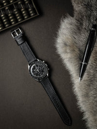 "Amalfi" Sleek Black Leather Watch Strap