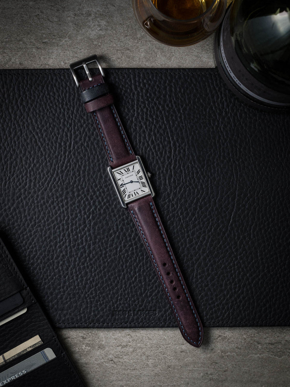 "Arnault" Royal Purple Padded Leather Watch Strap