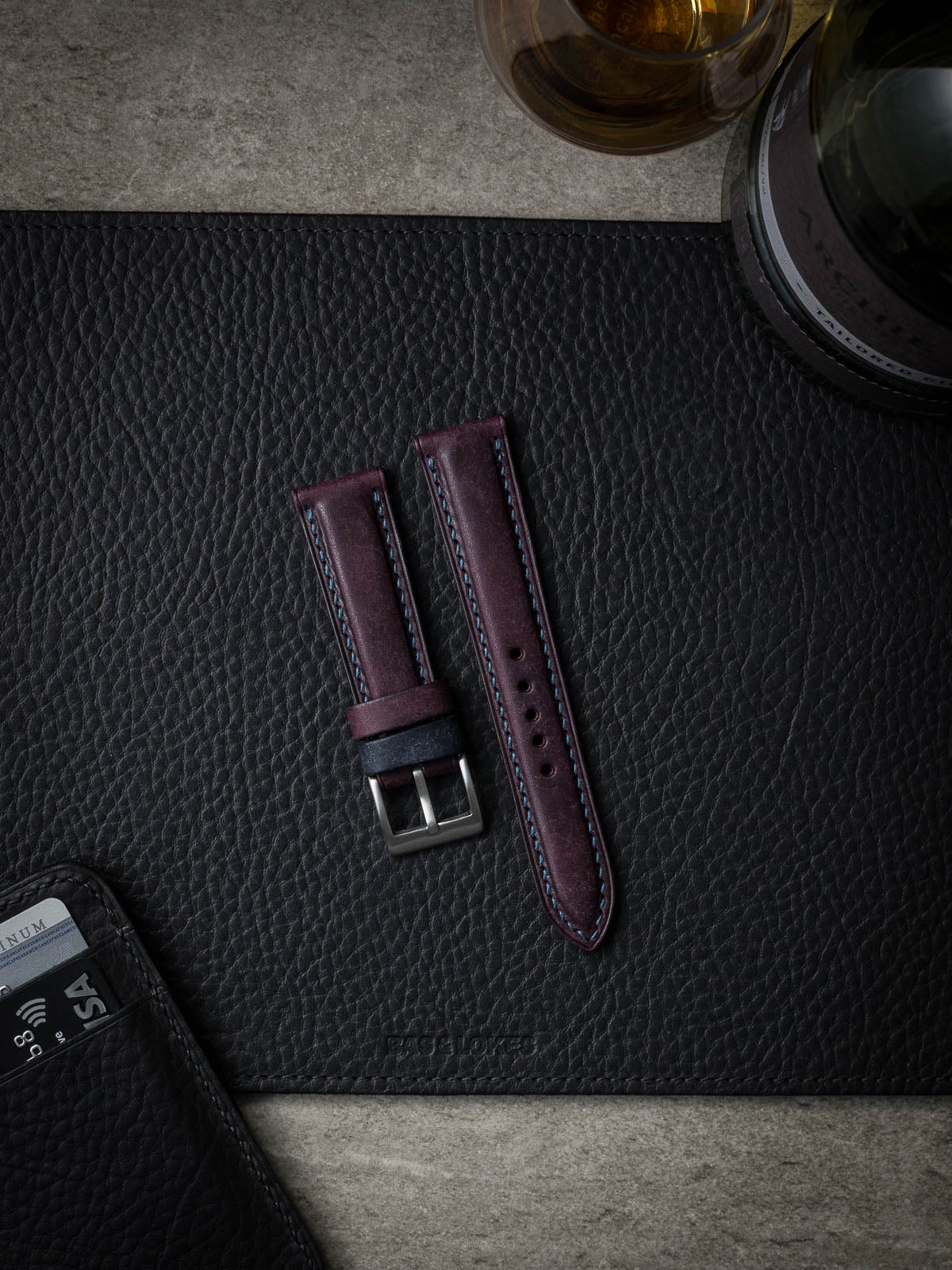 "Arnault" Royal Purple Padded Leather Watch Strap