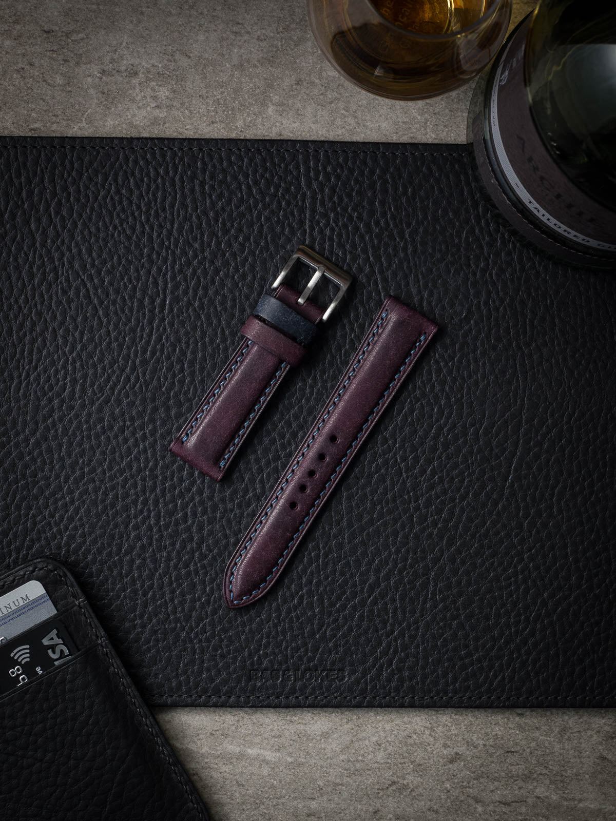 "Arnault" Royal Purple Padded Leather Watch Strap