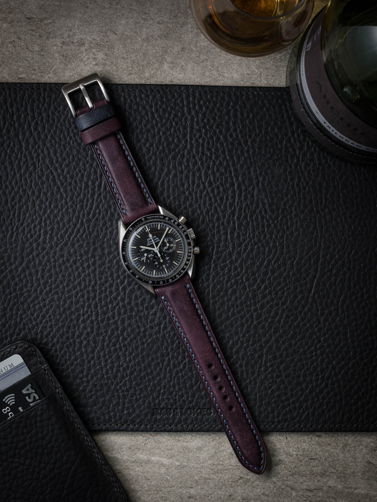 "Arnault" Royal Purple Padded Leather Watch Strap