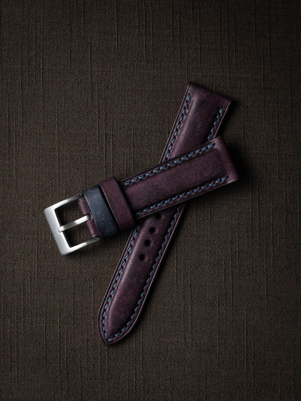 "Arnault" Royal Purple Padded Leather Watch Strap