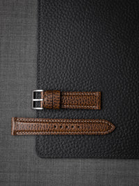 "Atticus" Textured Whiskey Padded Leather Watch Strap