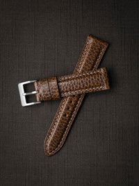 "Atticus" Textured Whiskey Padded Leather Watch Strap