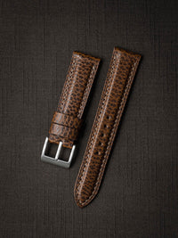 "Atticus" Textured Whiskey Padded Leather Watch Strap