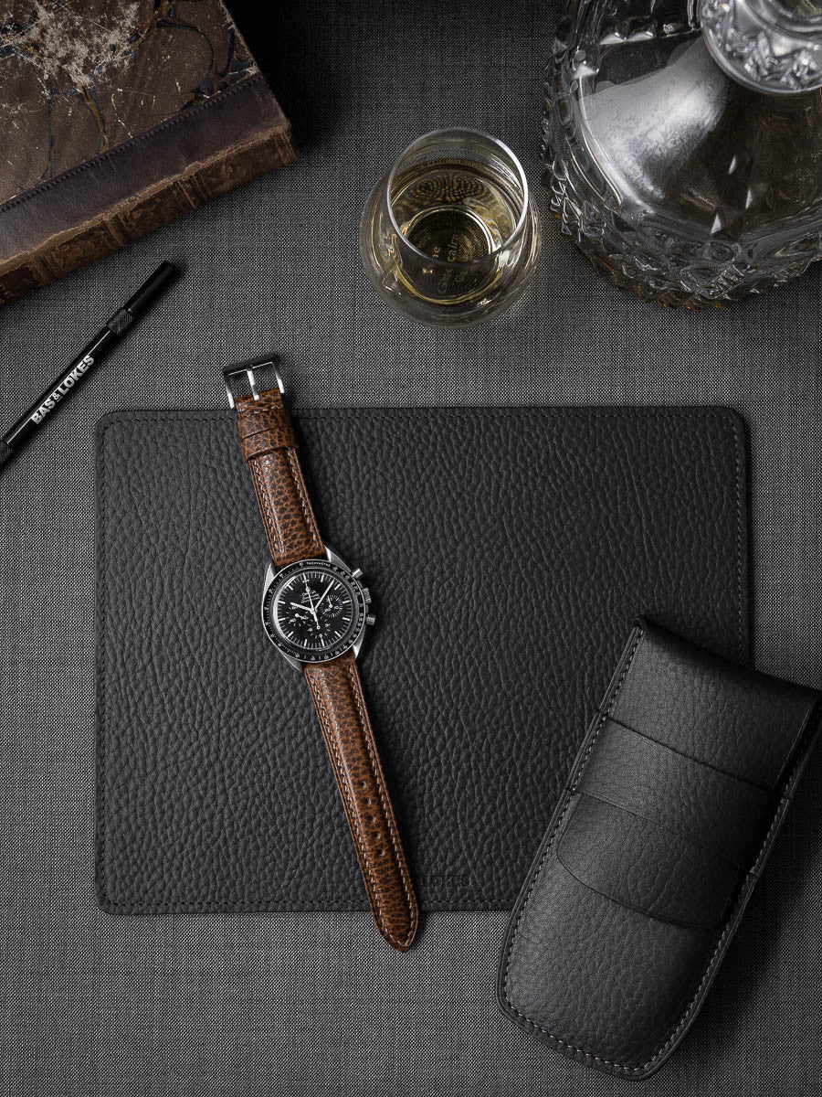 "Atticus" Textured Whiskey Padded Leather Watch Strap
