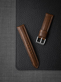 "Atticus" Textured Whiskey Padded Leather Watch Strap