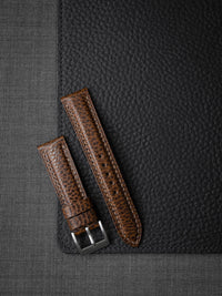 "Atticus" Textured Whiskey Padded Leather Watch Strap
