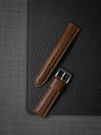 "Atticus" Textured Whiskey Padded Leather Watch Strap