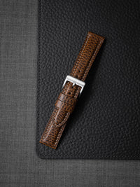 "Atticus" Textured Whiskey Padded Leather Watch Strap
