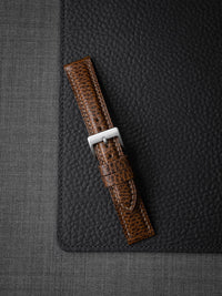 "Atticus" Textured Whiskey Padded Leather Watch Strap