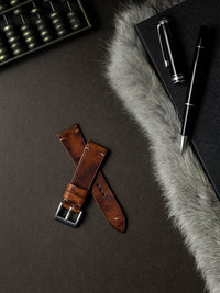 "Beck" Cognac Saddle Tan Leather Watch Strap