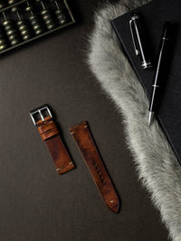 "Beck" Cognac Saddle Tan Leather Watch Strap