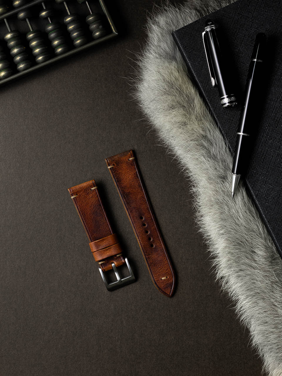 "Beck" Cognac Saddle Tan Leather Watch Strap