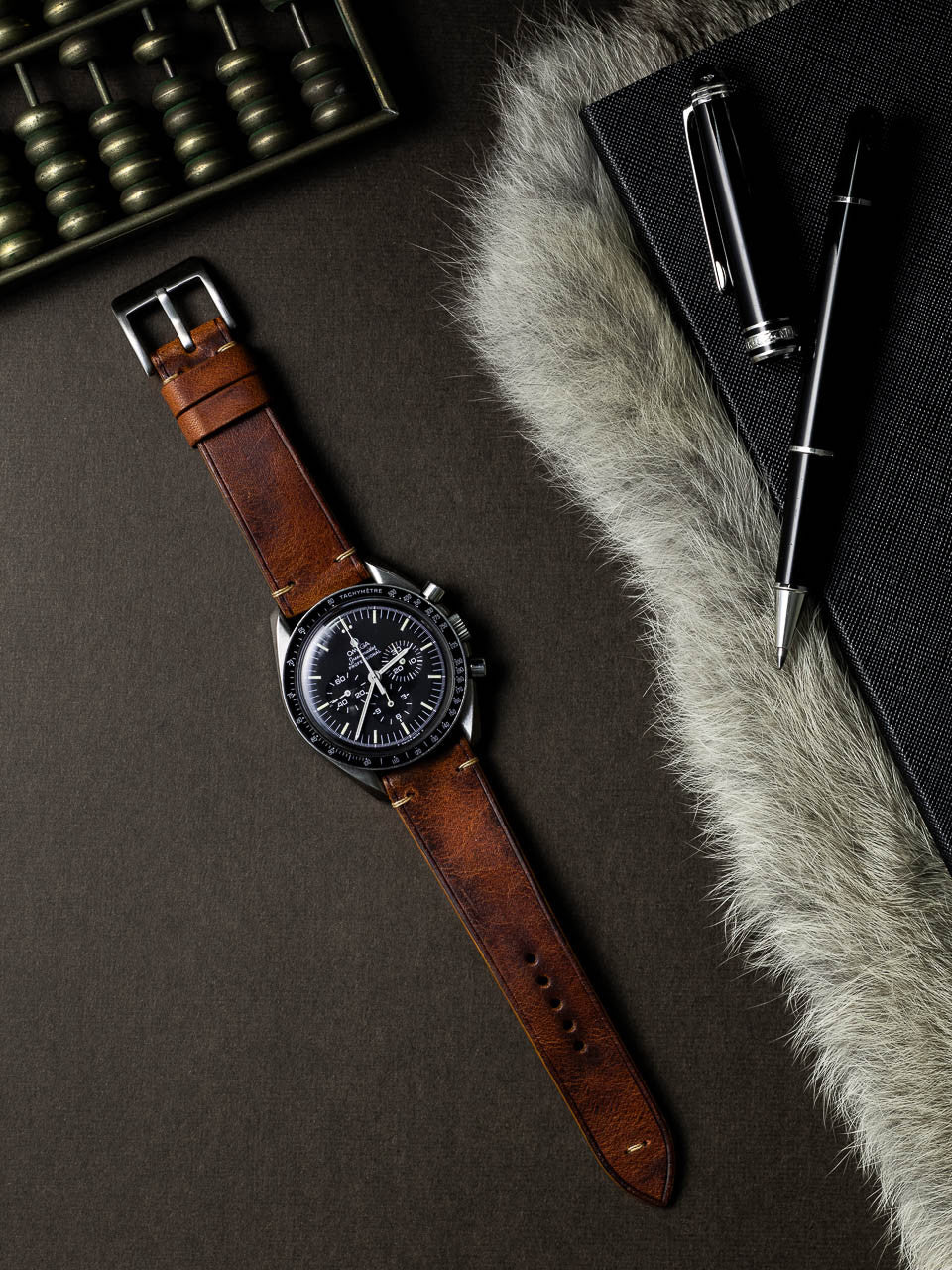 "Beck" Cognac Saddle Tan Leather Watch Strap