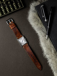 "Beck" Cognac Saddle Tan Leather Watch Strap