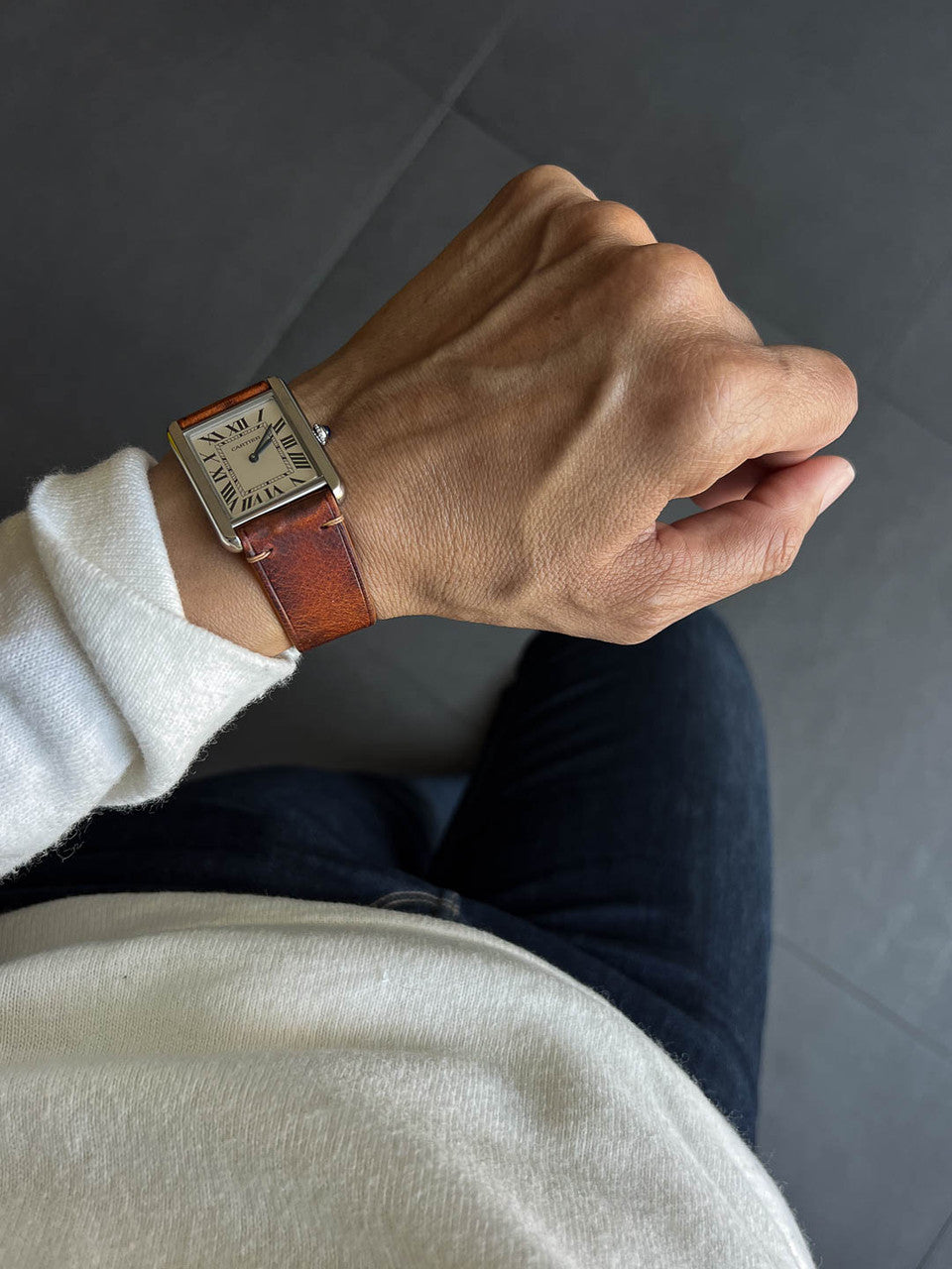 "Beck" Cognac Saddle Tan Leather Watch Strap