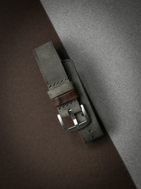 "Benjamin" Grey Green Single Pass Leather Watch Strap