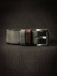 "Benjamin" Grey Green Single Pass Leather Watch Strap