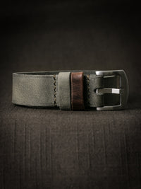 "Benjamin" Grey Green Single Pass Leather Watch Strap