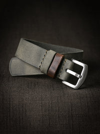 "Benjamin" Grey Green Single Pass Leather Watch Strap