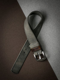 "Benjamin" Grey Green Single Pass Leather Watch Strap