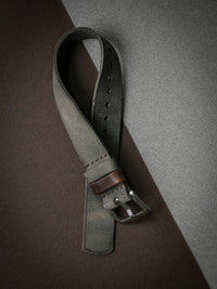 "Benjamin" Grey Green Single Pass Leather Watch Strap