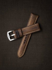"Beresford" Rugged Brown Padded Leather Watch Strap