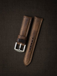 "Beresford" Rugged Brown Padded Leather Watch Strap