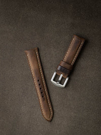 "Beresford" Rugged Brown Padded Leather Watch Strap