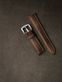 "Beresford" Rugged Brown Padded Leather Watch Strap