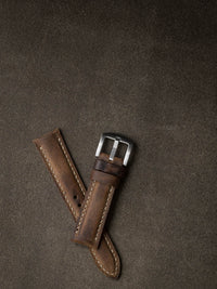 "Beresford" Rugged Brown Padded Leather Watch Strap