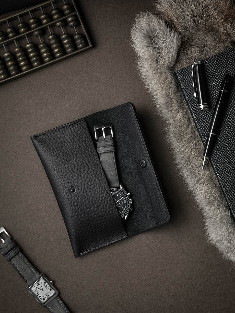 Lex Watch Pouch - Black Leather