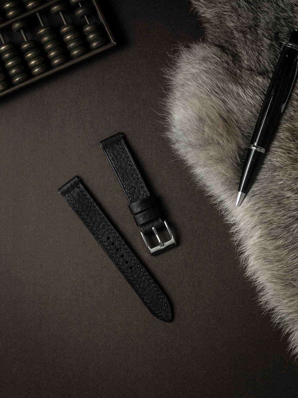 "Dane" Black Leather Watch Strap