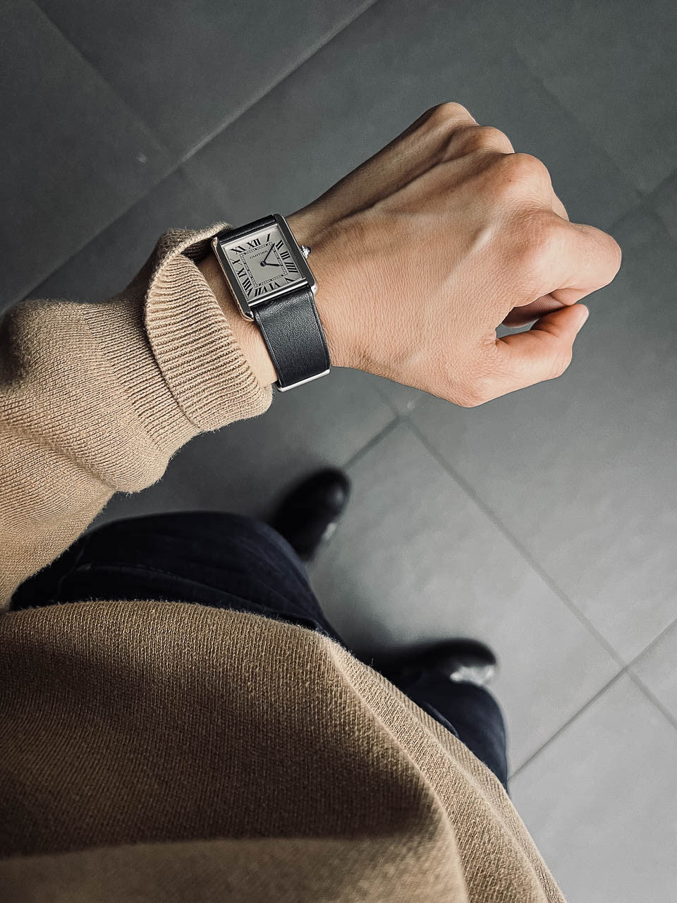 "Luther" Sleek Black Leather Watch Strap