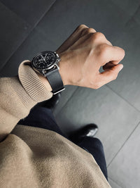 "Luther" Sleek Black Leather Watch Strap