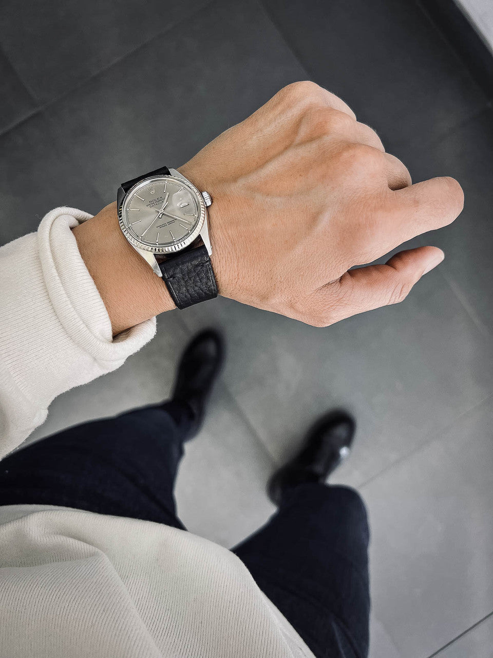 "Blisk" Black Leather Watch Strap