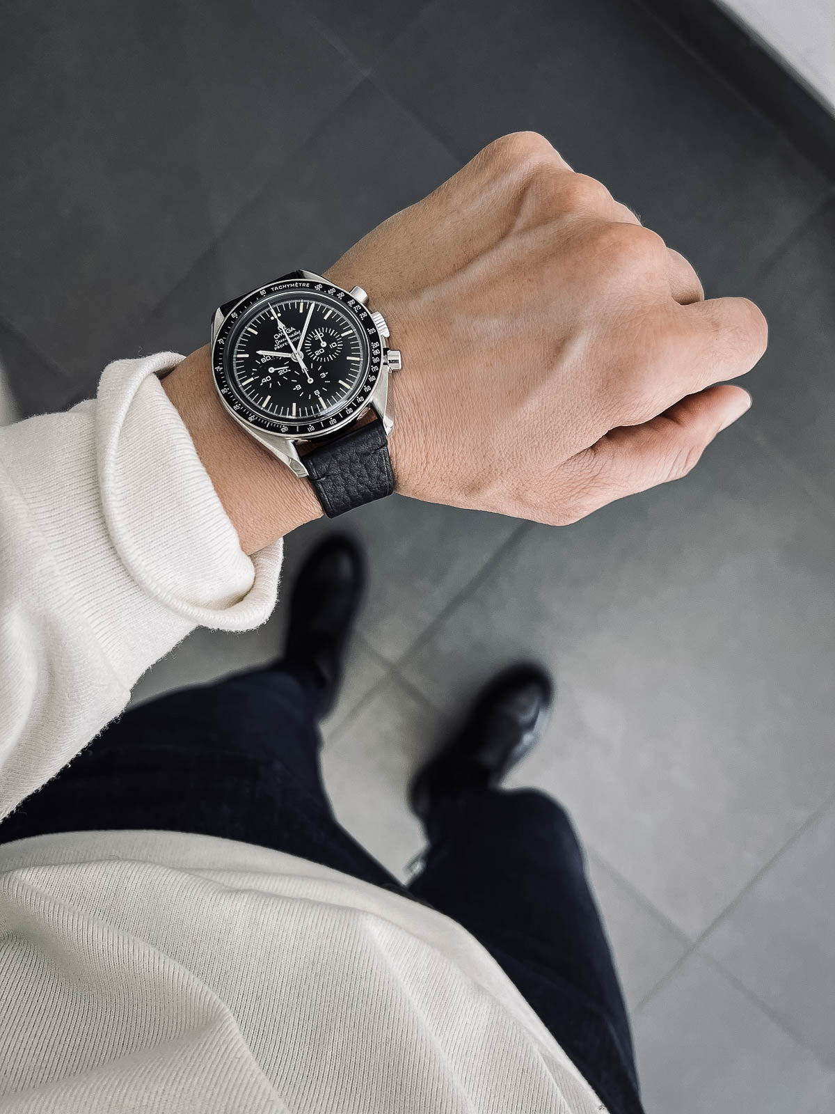 "Blisk" Black Leather Watch Strap